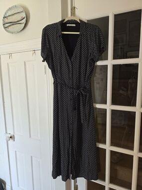 Abercrombie & Fitch Black Printed Midi Wrap Dress